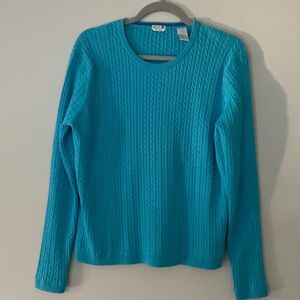 NWOT Izod Flex Teal Cable Knit Sweater Y2K Preppy Sz XL